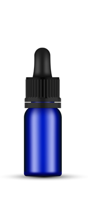 Frasco de Vidrio 10 ml Rosca 18 Azul (tapa negra / goma negra)