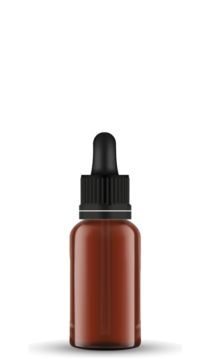 Frasco de Vidrio 20 ml Rosca 18 Ámbar (tapa negra / goma negra)
