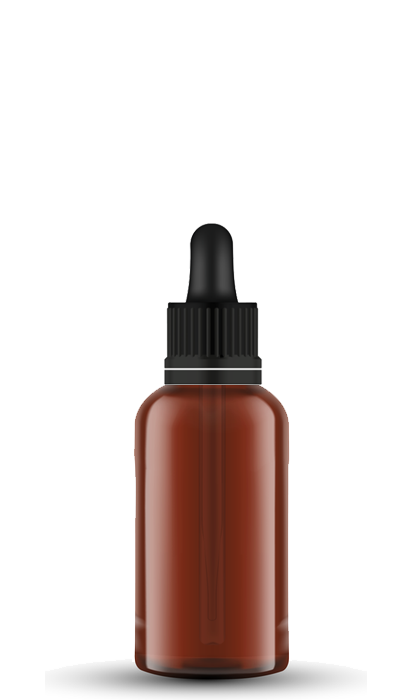Frasco de Vidrio 30 ml Rosca 18 Ámbar (tapa negra / goma negra)