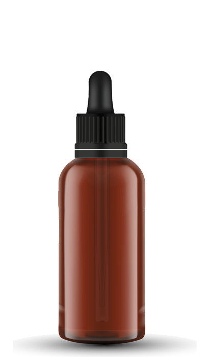 Frasco de Vidrio 50 ml Rosca 18 Ámbar (tapa negra / goma negra)